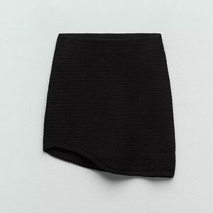 Zara Knit Asymmetrical Black Mini Skirt